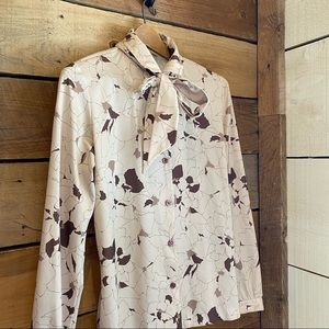 Vintage Neck-tie Pussy Bow Floral Blouse